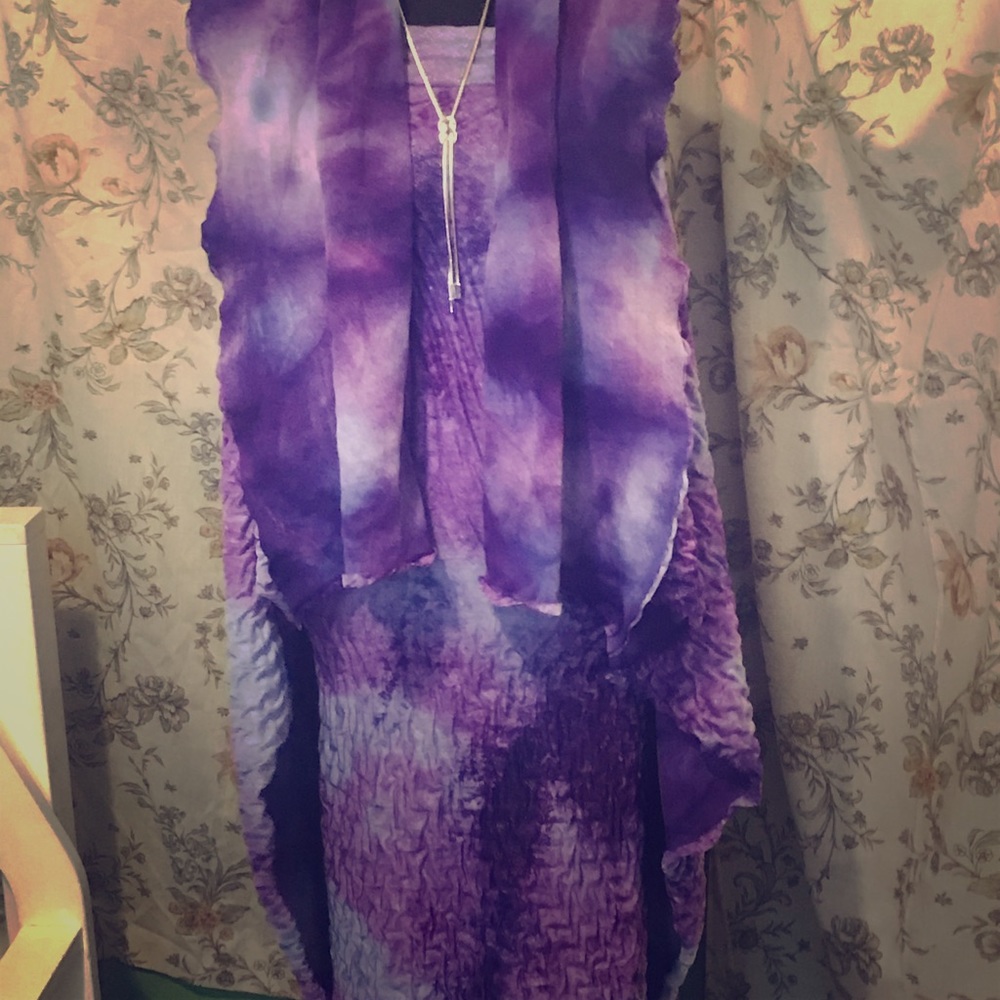 Tie dye Strapless dress and matching vest set